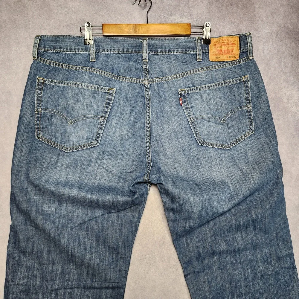 Levis 559 Relaxed Straight Jeans Mens 42x32 Blue Medium Wash Denim 100% Cotton